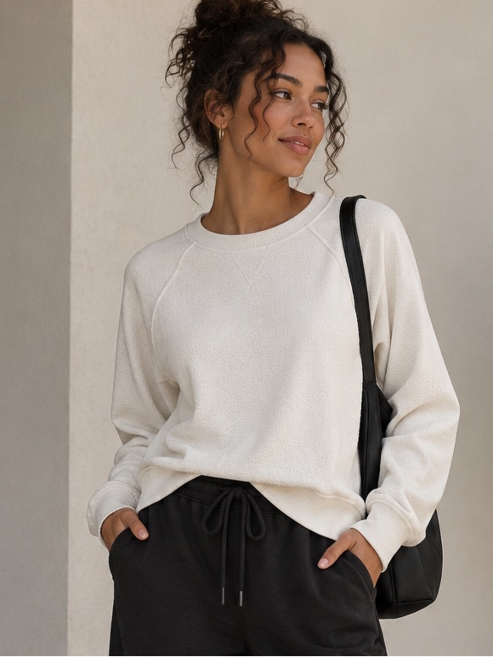 XL a new day Cream Crewneck Sweater Pullover Sweatshirt